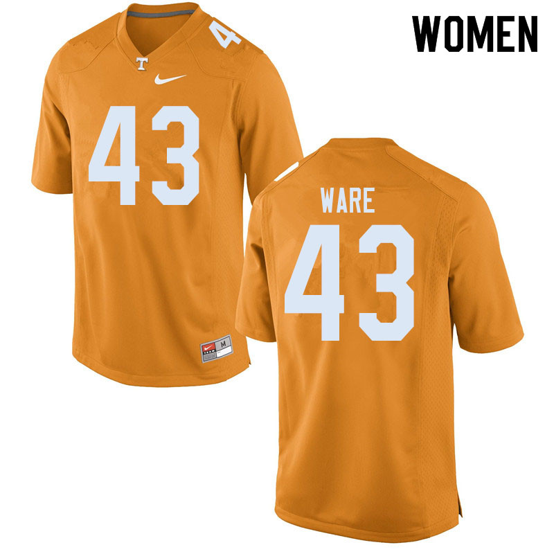 Women #43 Marshall Ware Tennessee Volunteers College Football Jerseys Sale-Orange